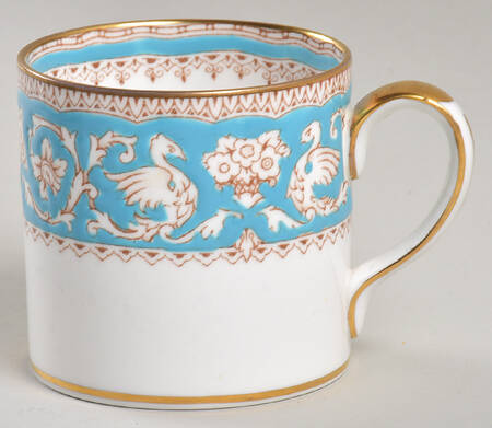 Ellesmere (Turquoise, Gold Trim) Flat Cup by Crown Staffordshire