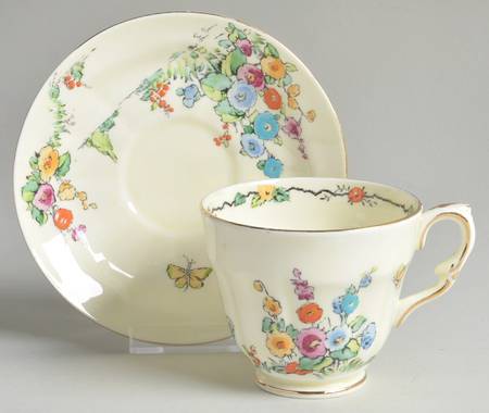 Hollyhock Footed Cup & Saucer Set