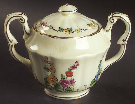 Hollyhock Sugar Bowl & Lid