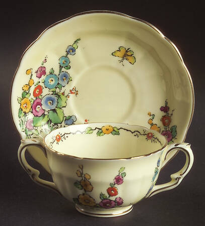 Hollyhock Footed Bouillon Cup & Saucer
