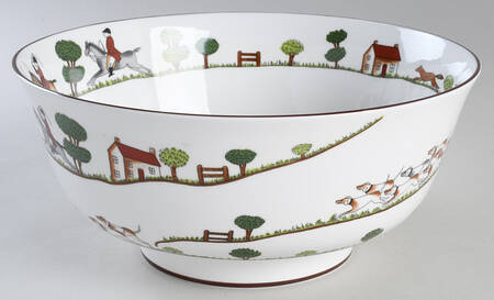 Hunting Scene Oriental Salad Serving Bowl