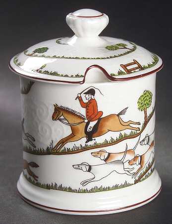 Hunting Scene Jam/Jelly & Lid by Crown Staffordshire