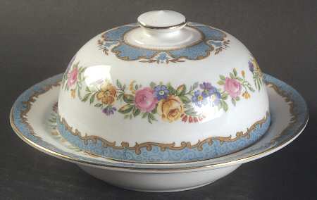 Lyric Tunis Blue (Embossed Line Rim) Mini Round Covered Butter