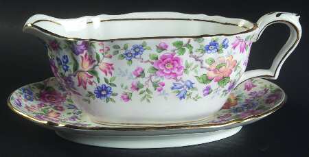 Springtime (Scalloped, Embossed) Gravy Boat & Underplate