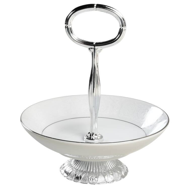 Lovelace 6"-7" Handled Footed Nut Dish HC