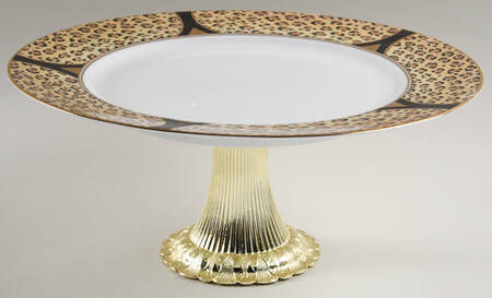 Amazonian Jaguar Cake Stand with 4"-5" Metal Pedestal  Hc