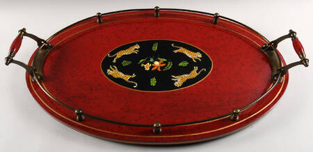 Jaguar Jungle 24" Oval Lacquer Tray