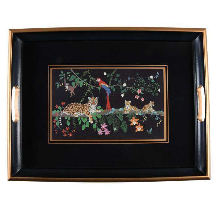 Jaguar Jungle 16" Rectangular Handled Tray