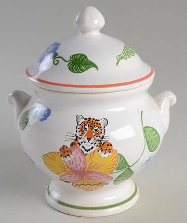 Jungle Flowers Small Cookie Jar & Lid