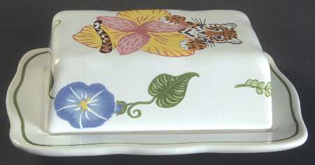 Jungle Flowers Rectangular Covered Butter