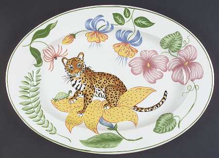 Jungle Flowers 16" Oval Serving Platter