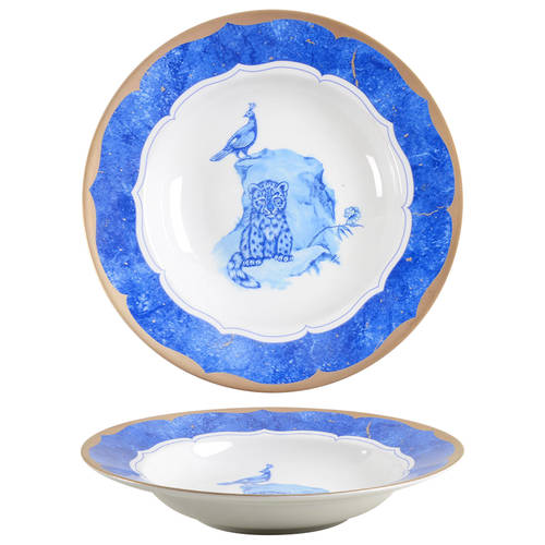 Leopard Lazuli Large Rim Soup Bowl