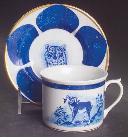 Leopard Lazuli Flat Cup & Saucer Set