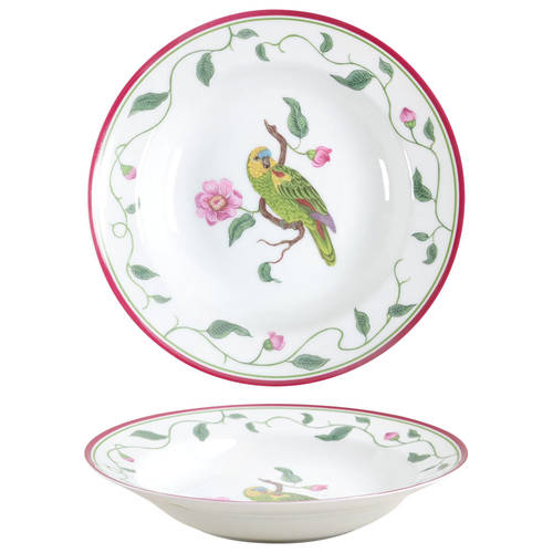 Parrots of Paradise Large Rim Soup Bowl