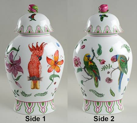 Parrots of Paradise Large Ginger Jar & Lid