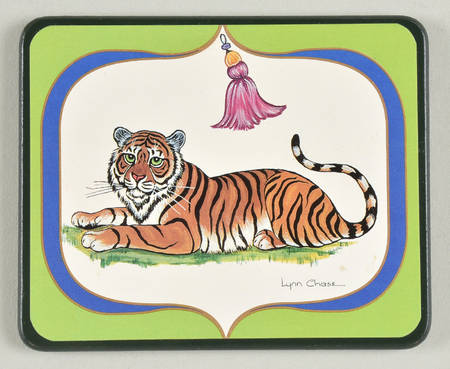 Tiger Raj Rectangular Felt Back Wood Coaster