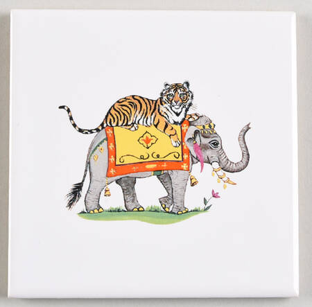 Tiger Raj 4" Square Coaster