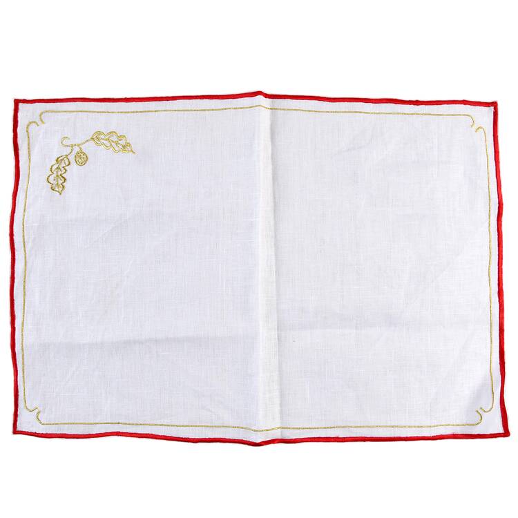 Winter Game Birds Red Linen Placemat