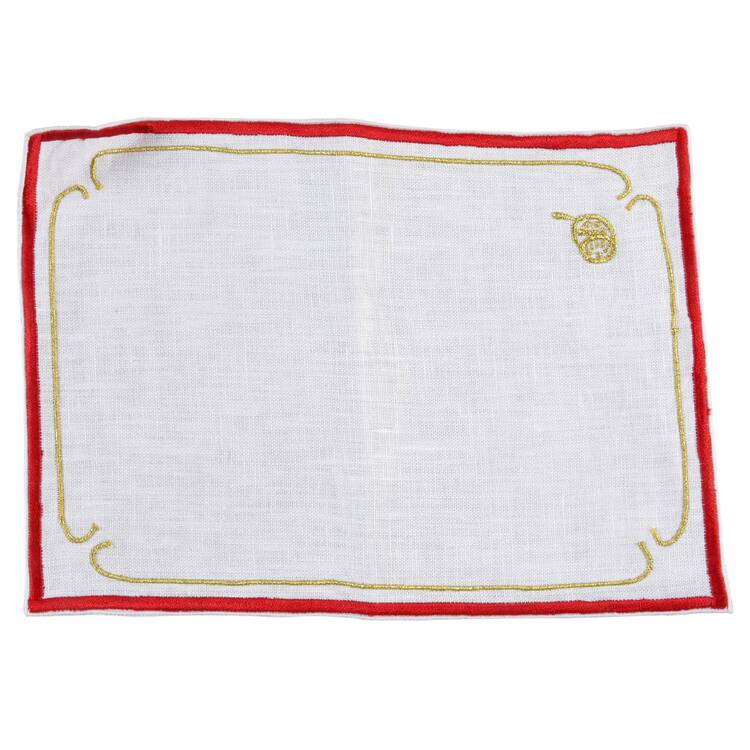 Winter Game Birds Red Linen Napkin