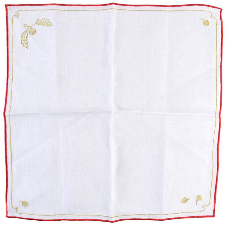 Winter Game Birds Red Linen Napkin by Lynn Chase