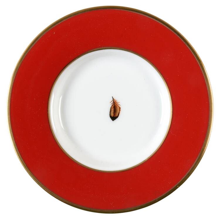 Winter Game Birds Red Saucer for Demitasse Cup