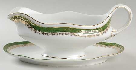 21170 Green (Altwasser) Gravy Boat with Attached Underplate