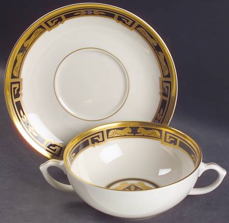 La Maison De L'Art Deco Flat Cream Soup Bowl & Saucer Set