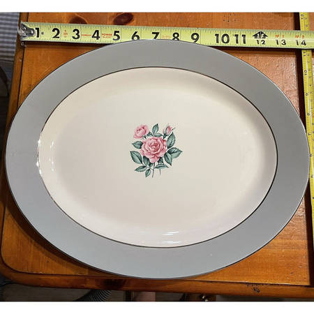 Brittany Rose Grey 13" Oval Serving Platter