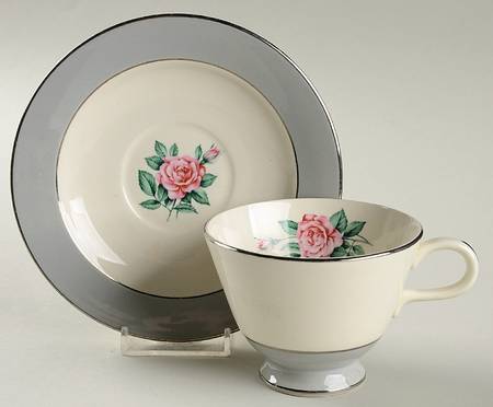 Brittany Rose Grey Footed Cup & Saucer Set