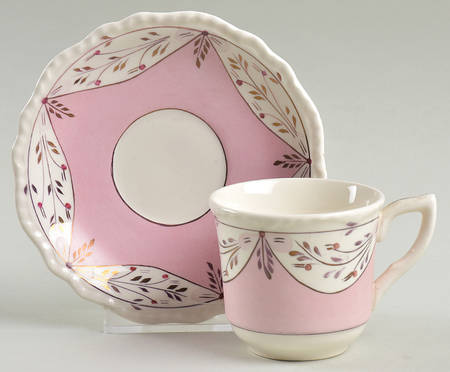 Ruskin (Pink) Flat Demitasse Cup & Saucer Set