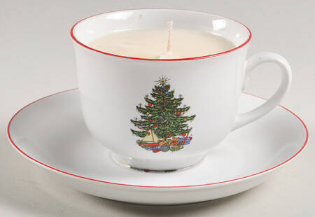 American Christmas Tree (White) Scented Cup & Saucer Candle-Ocean  HC