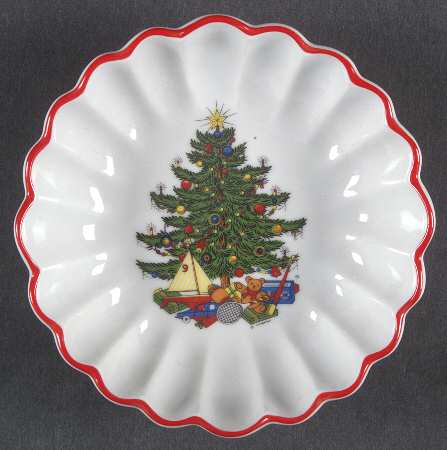 American Christmas Tree (White) 4" Round Scalloped Dish