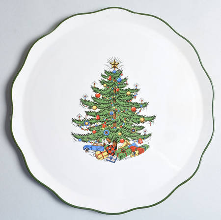 Christmas Tree (Narrow Green Band) Cake Plate