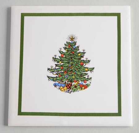 Christmas Tree (Narrow Green Band) Square Trivet
