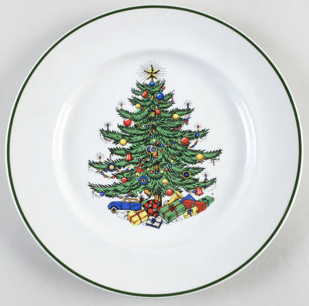 Christmas Tree (Narrow Green Band) Dinner Plate for 2 Tiered Serving Tray