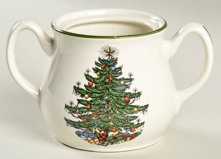 Christmas Tree (Narrow Green Band) Sugar Bowl No Lid