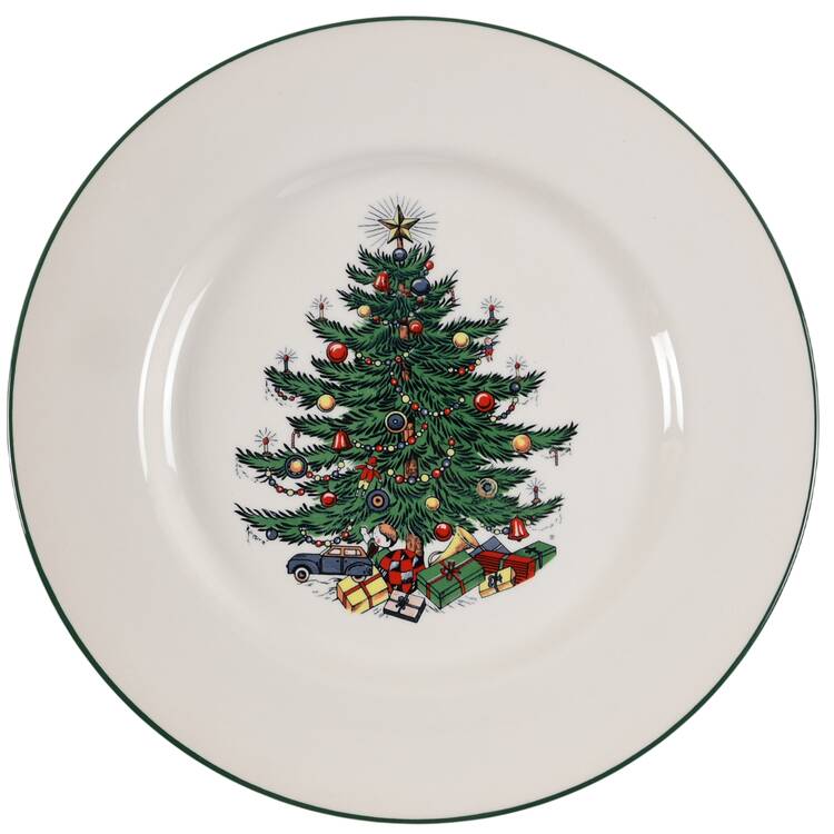 Christmas Tree (Narrow Green Band) Large Dinner Plate