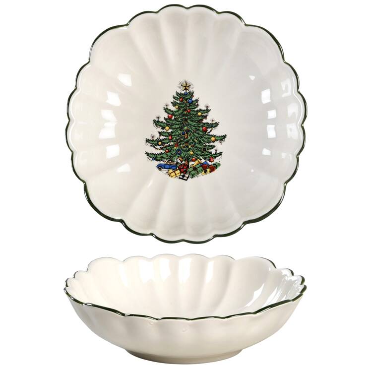 Christmas Tree (Narrow Green Band) Chip/Dip Bowl