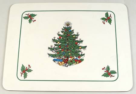 Christmas Tree (Narrow Green Band) Wood Placemat
