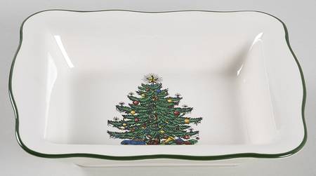 Christmas Tree (Narrow Green Band) Open Candy Dish