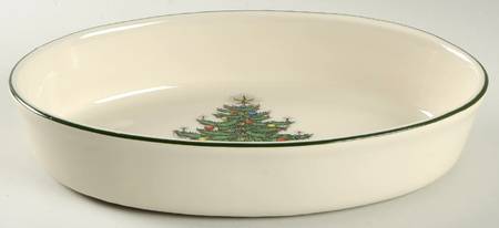 Christmas Tree (Narrow Green Band) 11" Oval Baker