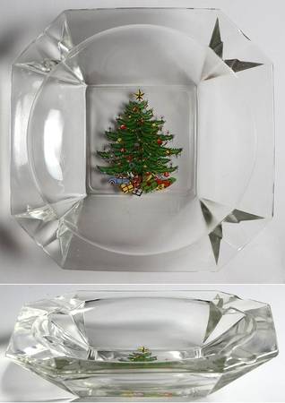 Christmas Tree (Narrow Green Band) Large Glassware Ashtray