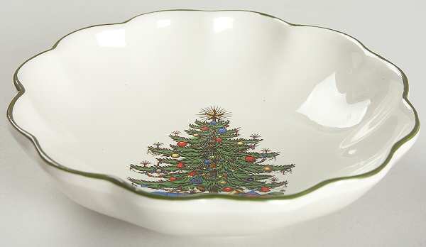 Christmas Tree (Narrow Green Band) Shell Shaped Dish