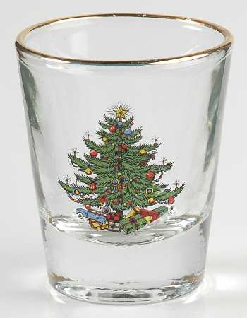Christmas Tree (Narrow Green Band) Glassware Shot Glass