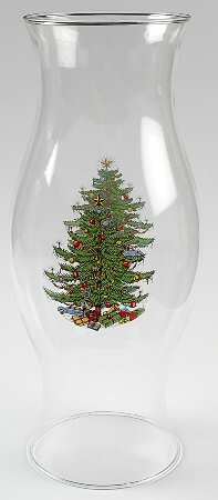 Christmas Tree (Narrow Green Band) Glassware Hurricane Globe