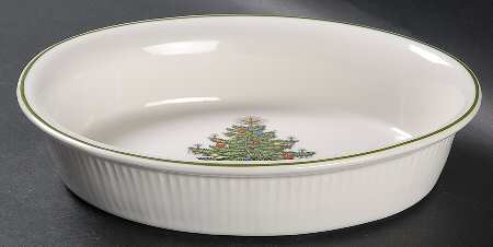 Christmas Tree (Narrow Green Band) 8" Oval Baker