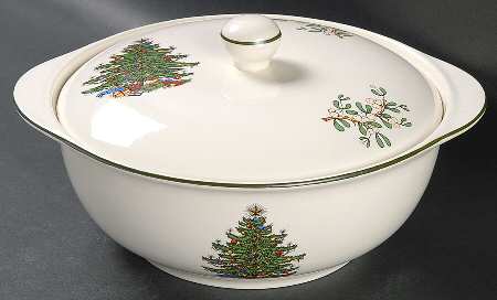 Christmas Tree (Narrow Green Band) Round Covered Vegetable
