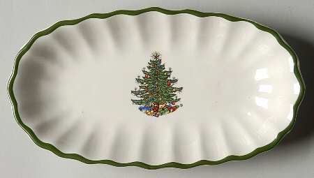 Christmas Tree (Narrow Green Band) Pickle Dish