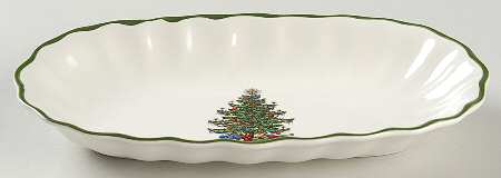 Christmas Tree (Narrow Green Band) Open Candy Dish