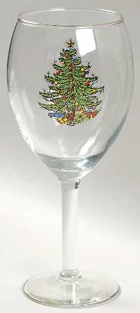 Christmas Tree (Narrow Green Band) 16 Oz Glassware Goblet